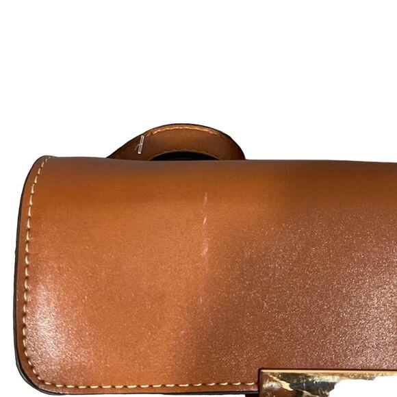 Brown Faux Leather Square Camera Messenger Crossbody Bag Women - Picture 5 of 12